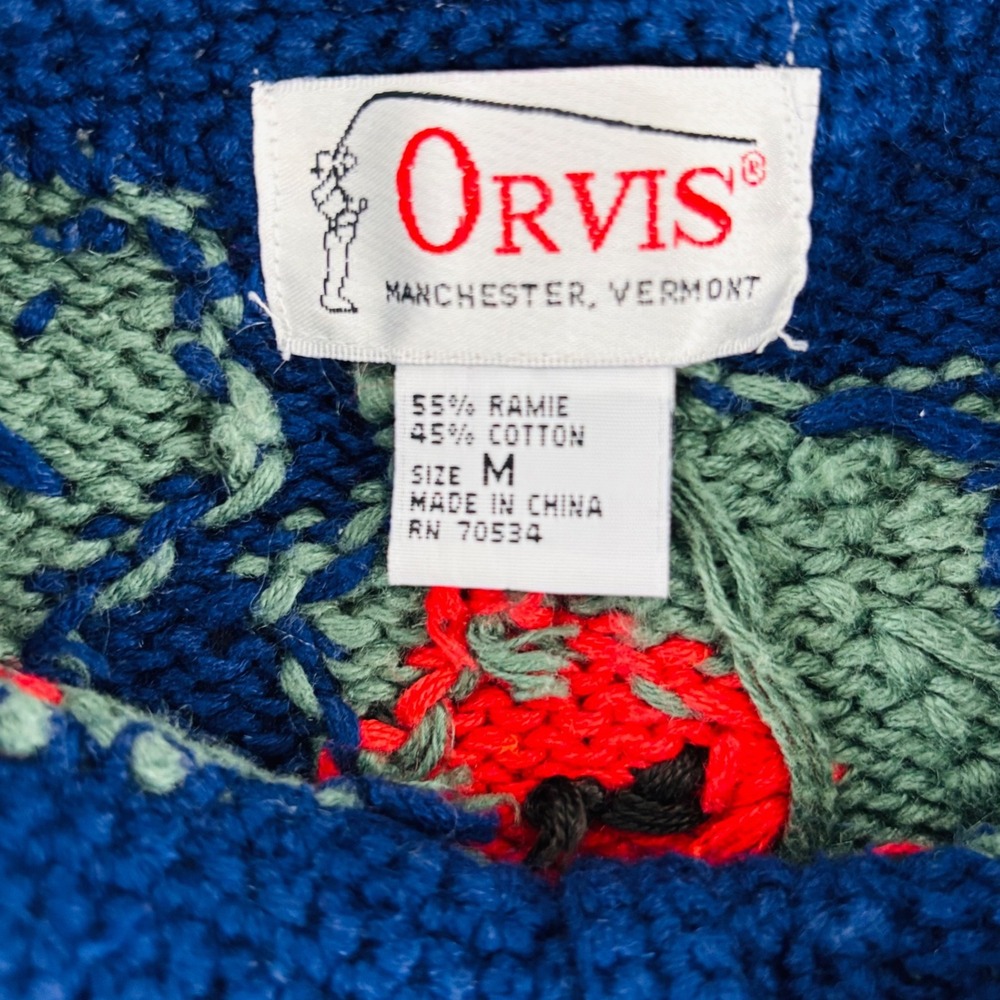Vintage Orvis Hand Knit Cardinal Bird Cardigan Grandma Holiday Christmas M - Picture 3 of 9